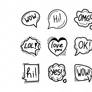 Set of hand drawn speech bubbles