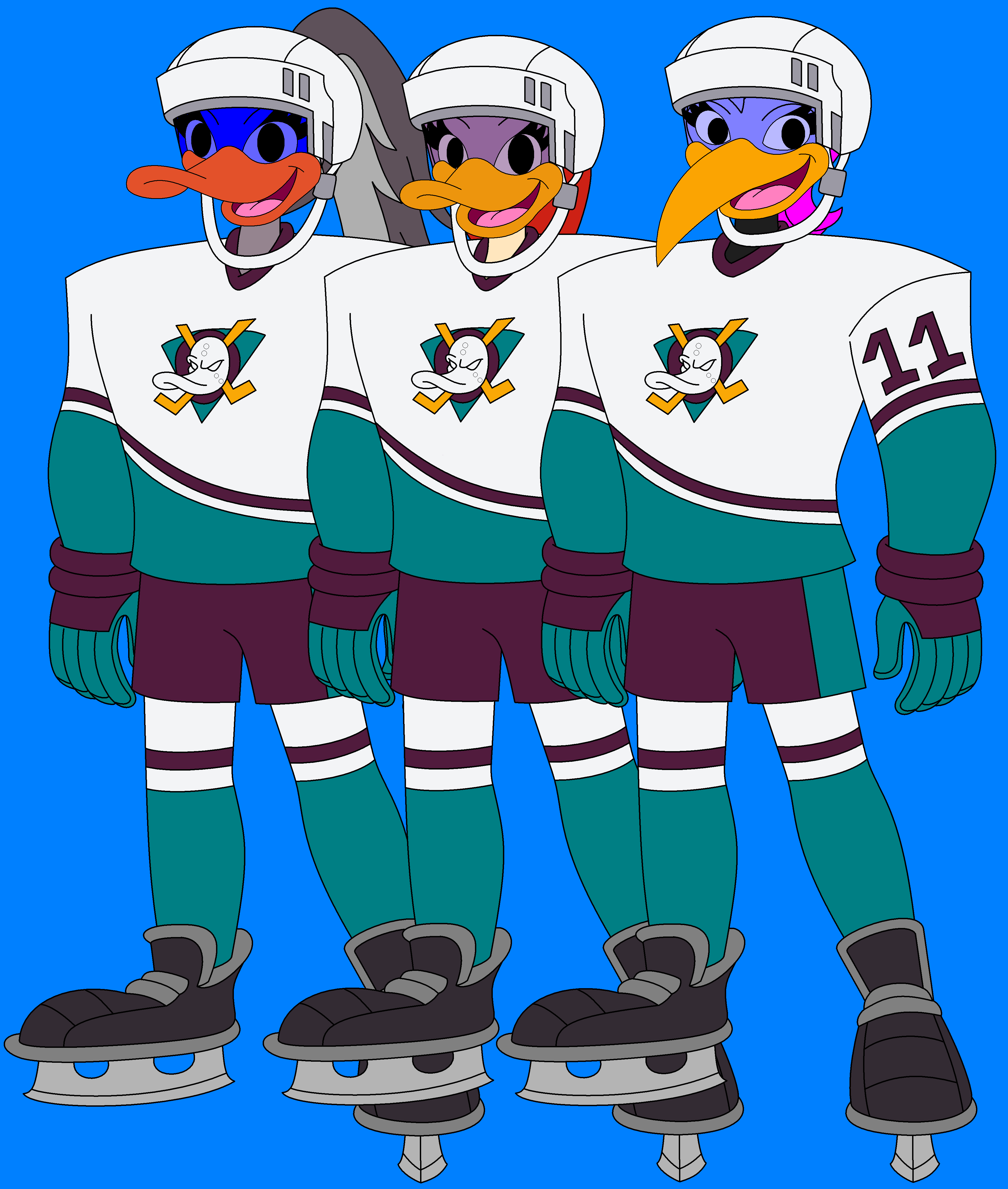 Duchess,Matilda,Melena in their hockey gear