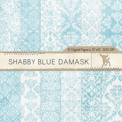 Shabby Blue Damask