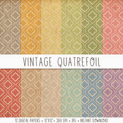 Vintage Quatrefoil Digital Paper