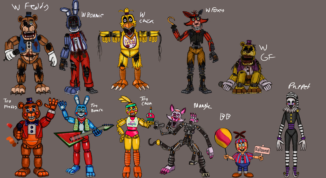 FNAF Redesigns Part 2: 1987 by ArtofWak on DeviantArt