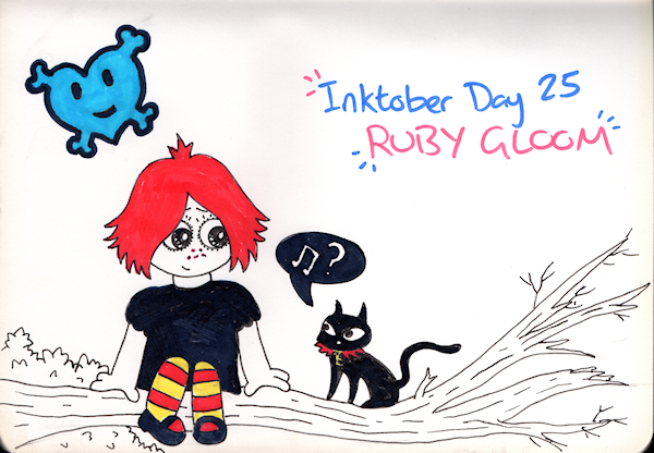 Inktober Day 25 - Ruby Gloom (and Doom Kitty)