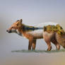 A Double Exposure of a Red Fox and a Lake