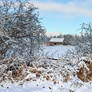 A Small, Old Log Barn in Winter