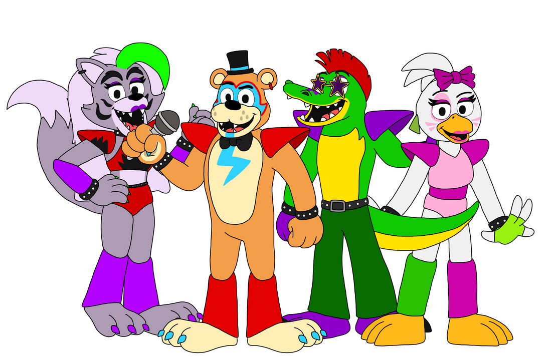 Glamrock Freddy, Chica, Monty, and Roxy by DeeTommCartoons on DeviantArt