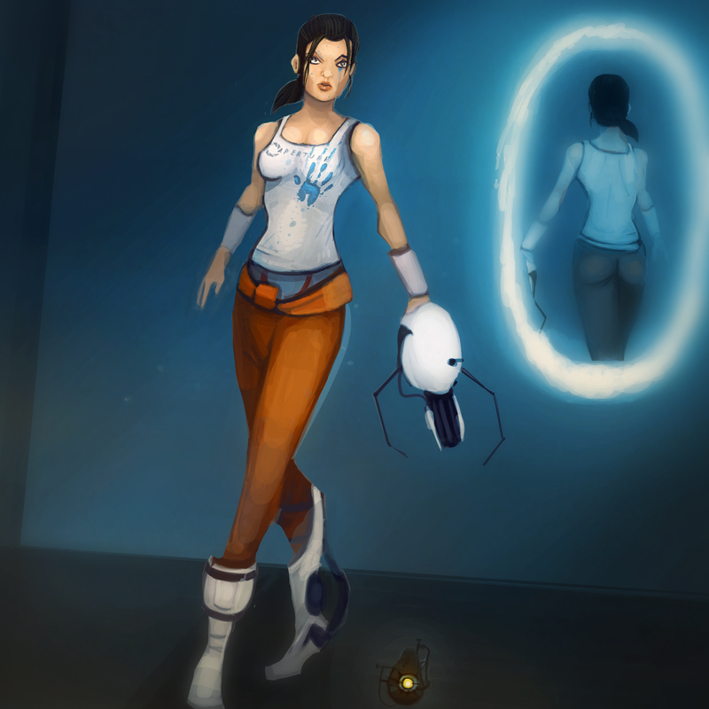 Chell and Gel Portal 2