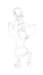 Sketches of 2011: Pigtailed girl in kimono