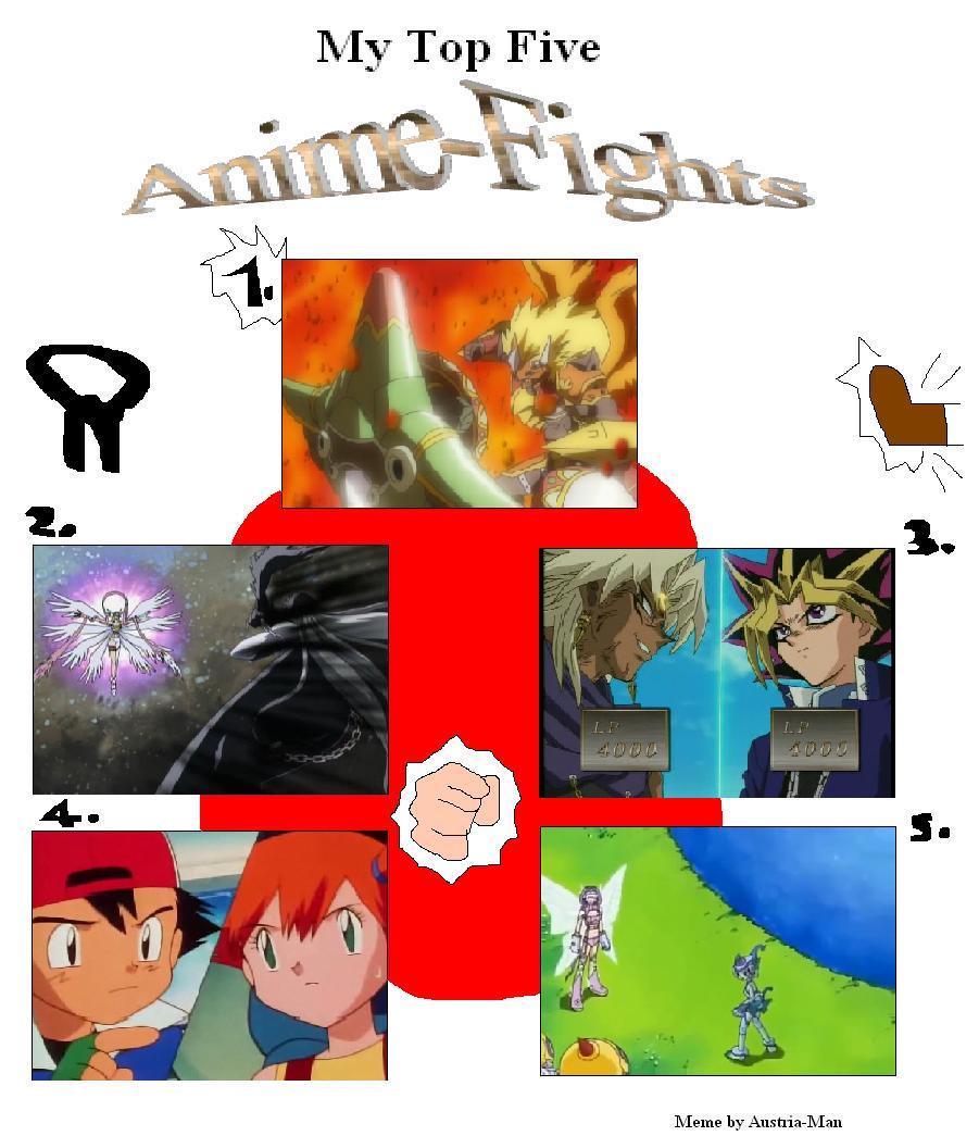 My Top Five Anime Fights Meme