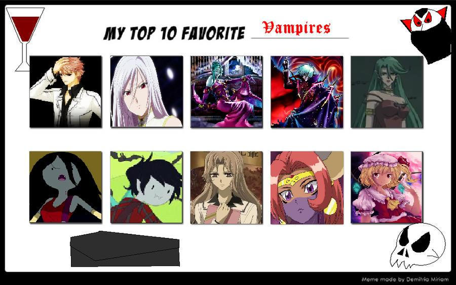 Top 10 Favorite Vampires Meme by StellarFairy on DeviantArt