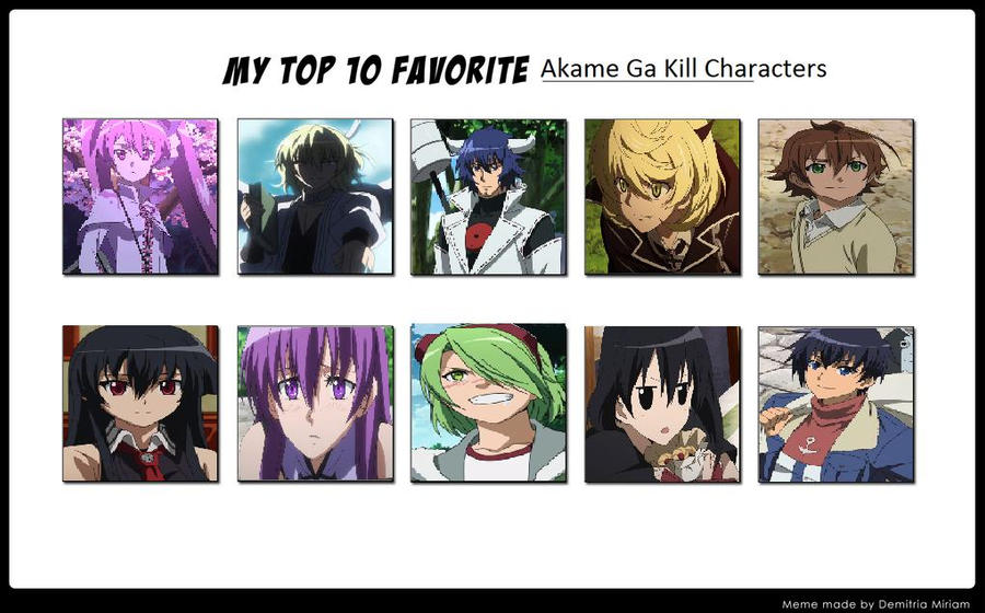 My Top 10 Favorite Akame Ga Kill! Characters Meme
