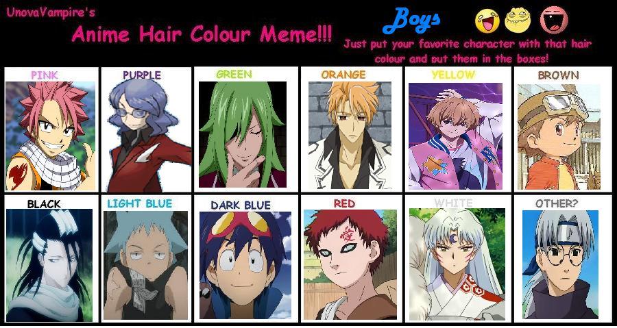 Anime Hair  Color  Meme  Boys by StellarFairy on DeviantArt Anime Hair  Color  Meme  Boys by StellarFairy on DeviantArt