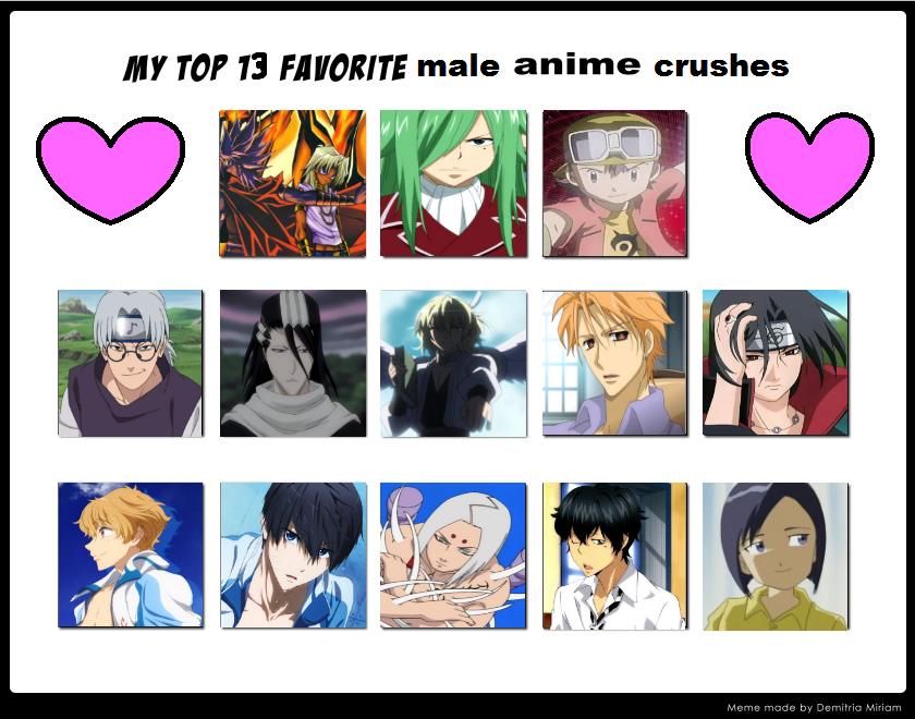 Top 13 Anime Male Crushes Meme by StellarFairy on DeviantArt Top 13 Anime Male Crushes Meme by StellarFairy on DeviantArt