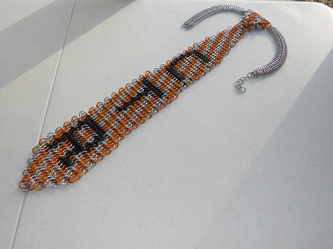 Orange and Silver CTR ChainMaille Neck Tie