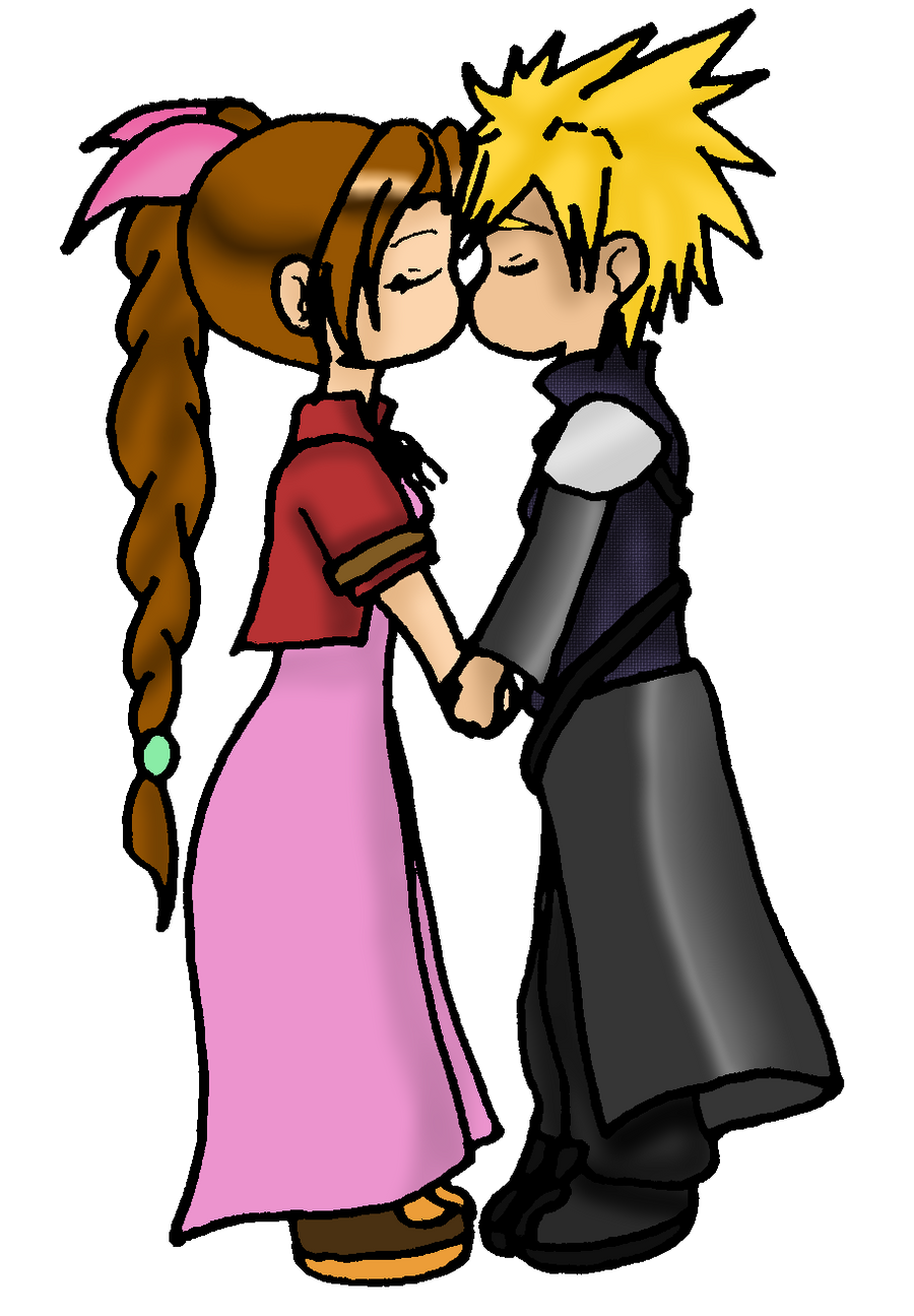 Aerith And Cloud Kiss By Punkbune On Deviantart 