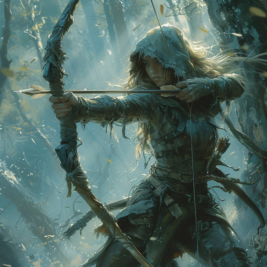 A female elf ranger in ghillie suit fires her bow by Anezzz1337 on ...