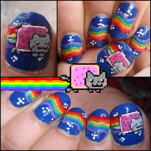 nyan cat nails by Ninails