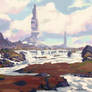 Towers Over Red Plains Environment Color Concept