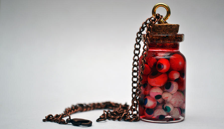 Eyeball Miniature Bottle Necklace - With blood!