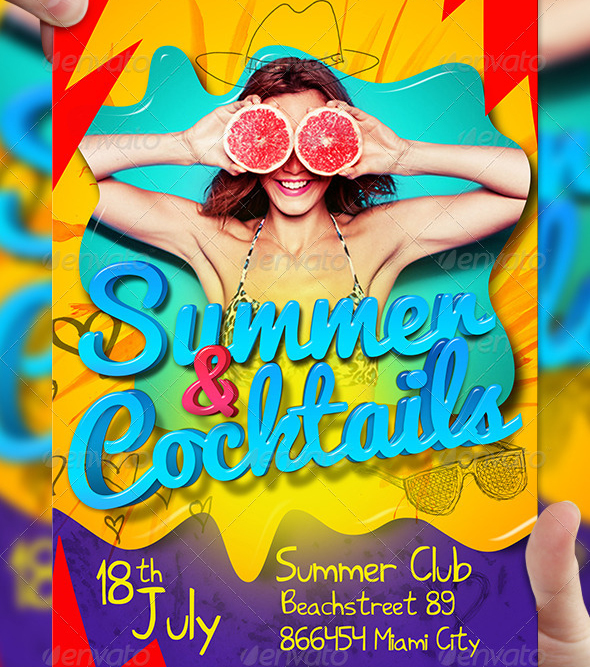 Summer and Cocktails PSD Flyer Template