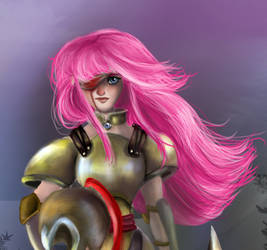 pink hair warrior remake close up