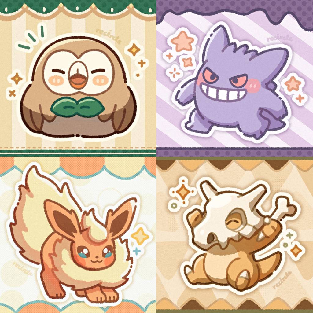 Normal Type Pokemon Sticker Sheet Pokemon Type Series 