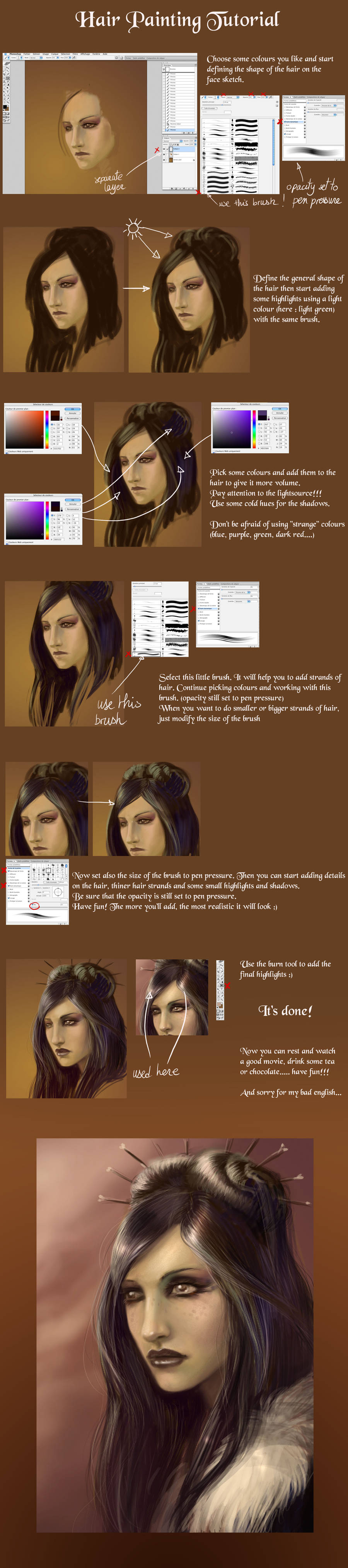 Hair painting tutorial by Dianae