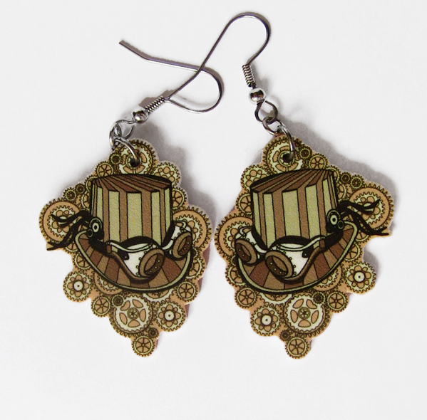 Steampunk hat earrings