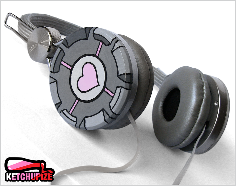 Companion Cube overhead headphones