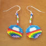 Seed bead Obama LGBT rainbow logo silver earrings