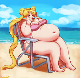 Fat Usagi's Beach Body - Sailor Moon Obese Edition