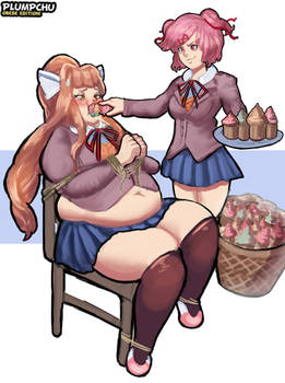 Chubby Monika and Natsuki's Cupcake Reign
