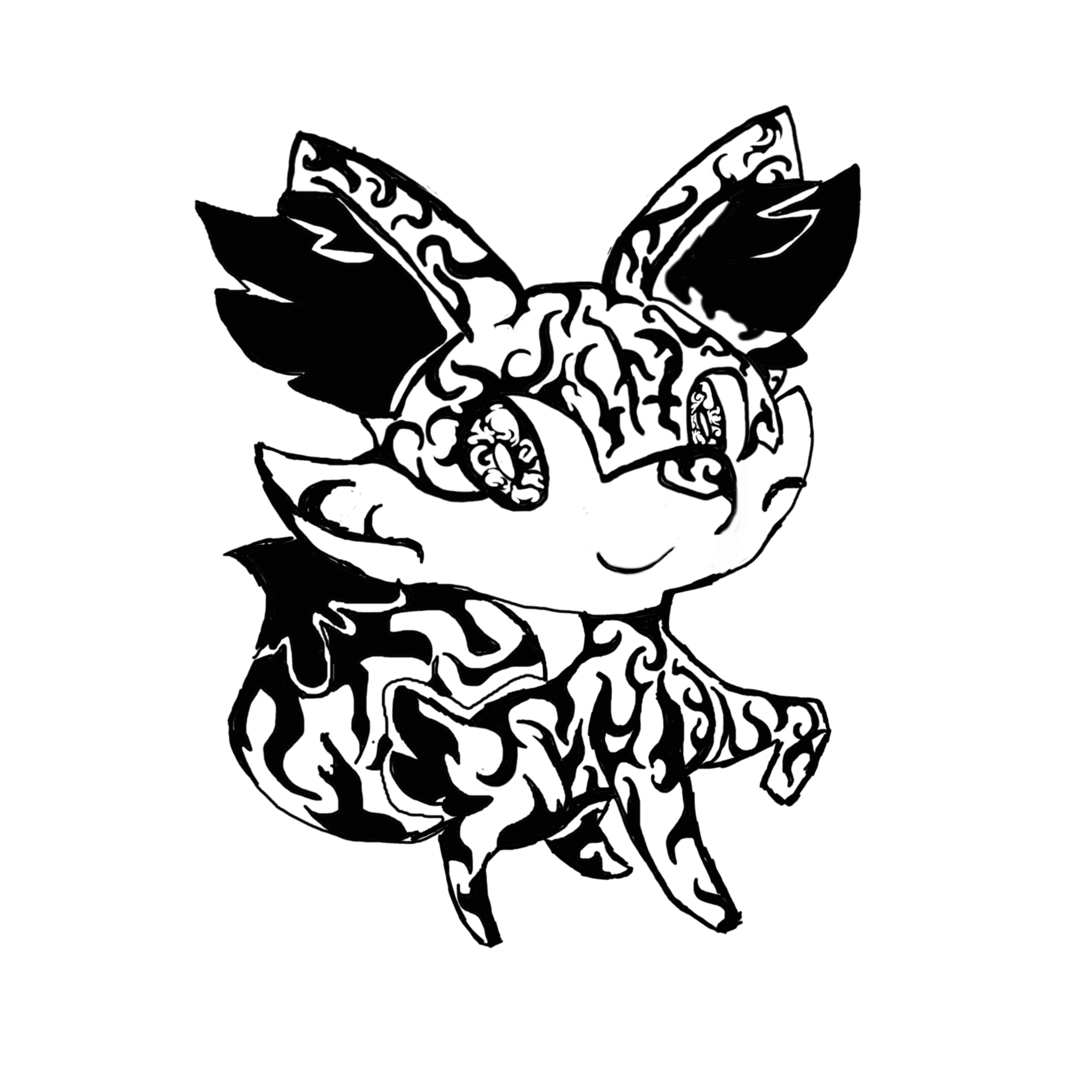 pokemon Gen 6 Start Fennekin -Tribal Tattoo Style