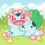 Bulbasaur in the garden flower