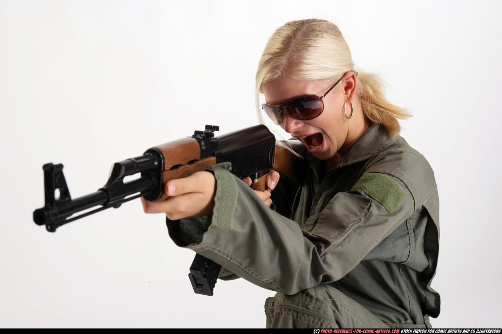 Shooting Blonde In Combat High