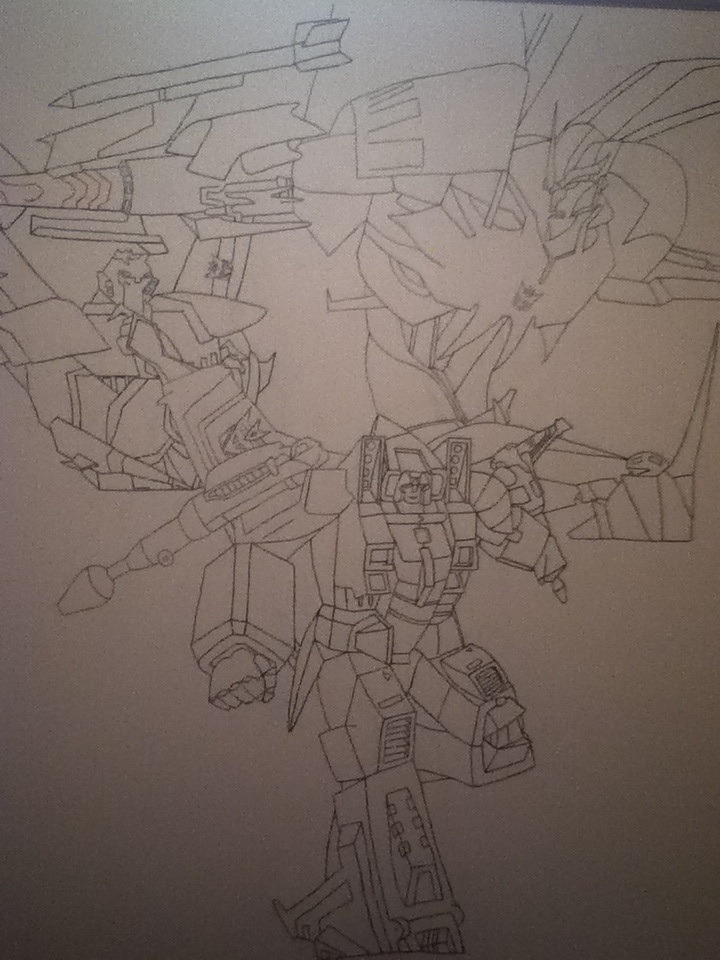 Incarnations of Starscream on Bedroom Wall (Lines)