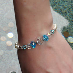 Blue and White Swarovski and Pearl Bracelet