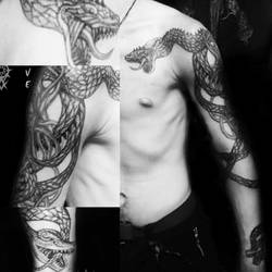 nordic tattoo dotwork sleeve