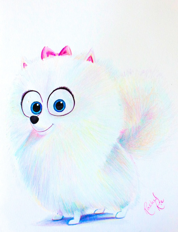 Gidget pencil drawing Secret Life of Pets