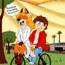 Vincent and Esme biking together
