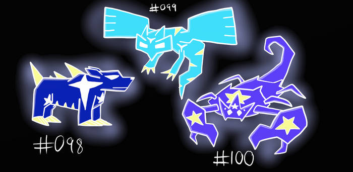 Fakemon #098-100: The Constellation Trio