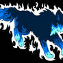 Running blue fire wolf