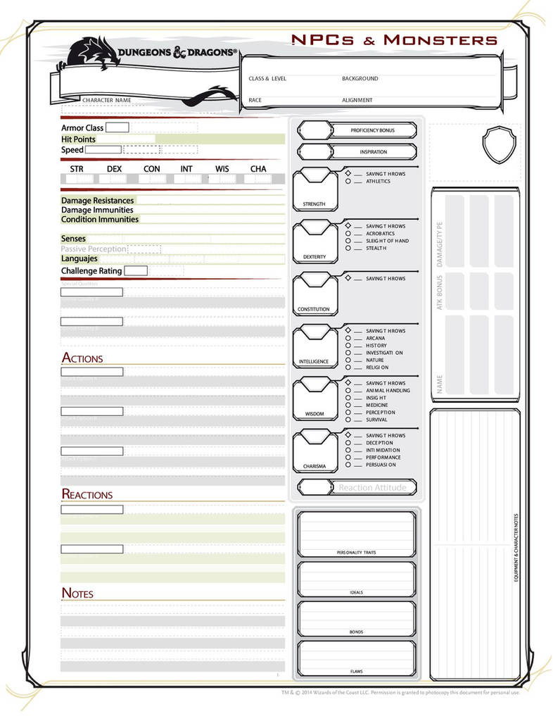 Dnd free NPC sheet to print by AminecraftgodYt on DeviantArt
