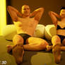 Female and male figures lying down