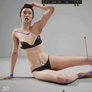 Female figure sitting on the floor anatomy pose drawing reference in HAELE 3D - Pose Studio