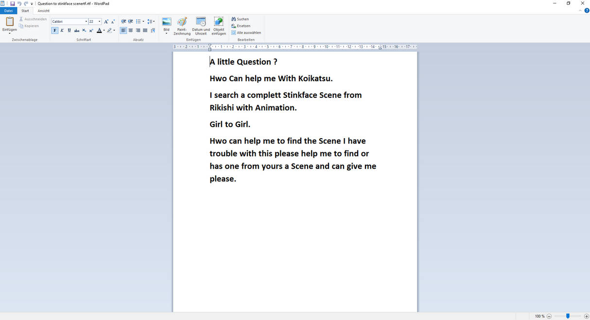 Question to stinkface scenertf.rtf - WordPad 10.03 by Umbacano100 on ...