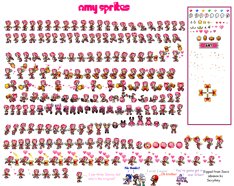 Sonic 2 Pink Edition Amy Rose Sprites (with Extra) by