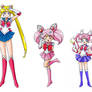 Sailor Moon, ChibiMoon, Parallel Moon and ChibiChi