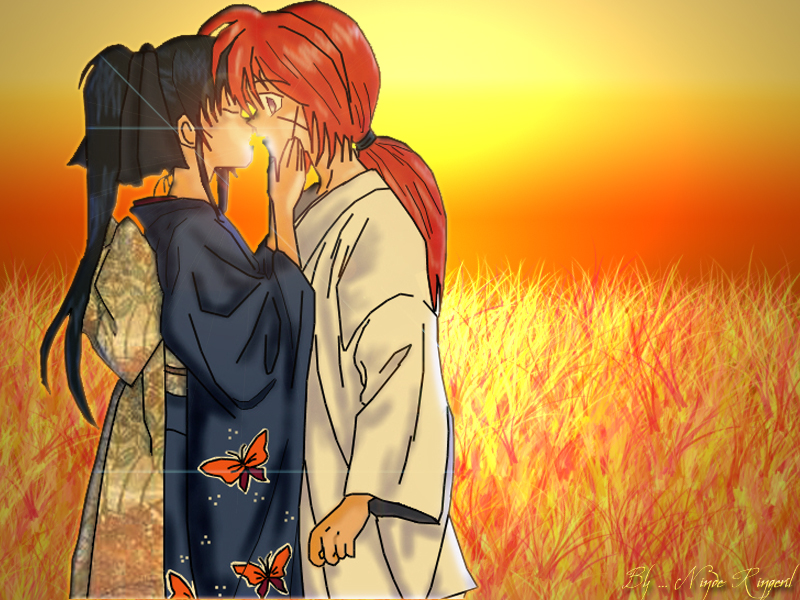 Wallpaper Rurouni Kenshin kisses Anime