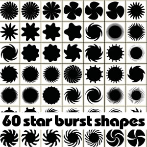 60 free star burst photoshop shapes by