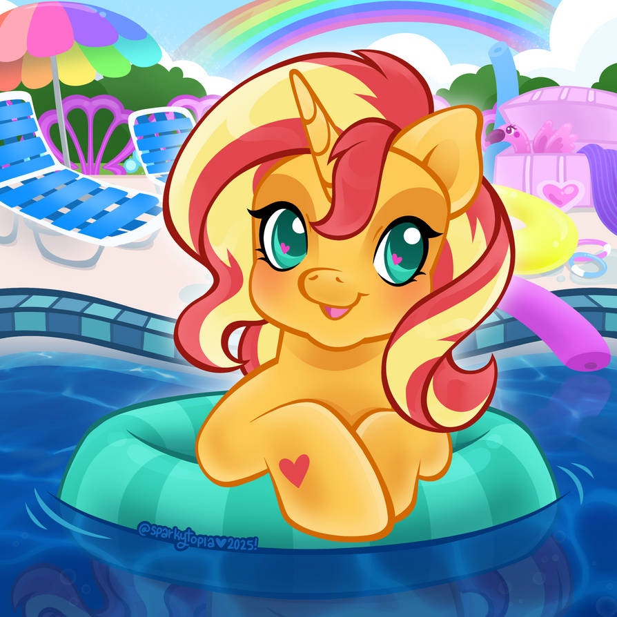 Party Ych Pony Pool Party YCH - Sunset Shimmer by sparkytopia on DeviantArt